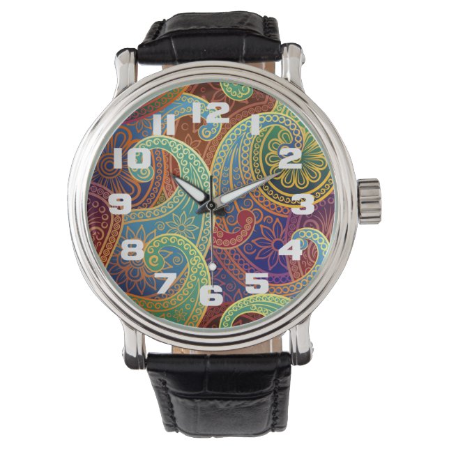 Bohemian Paisley Timless Mönster Armbandsur (Framsida)