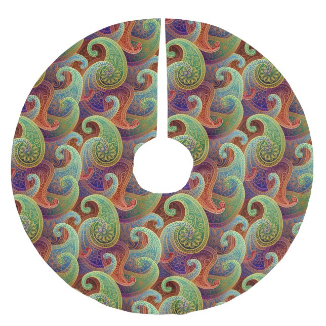 Bohemian Paisley Timless Mönster Julgransmatta Borstad Polyester (Framsidan)