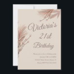 Bohemian Pampas 21:a födelsedagen Party Earthy Inbjudningar<br><div class="desc">21:a födelsedagsinbjudan Modern Bohemian Hand plockade Cotton Plant och Pampas Design</div>