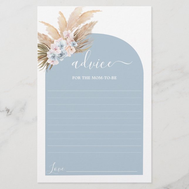 Bohemian Pampas Grass Advice for Mamma to be card (Framsida)