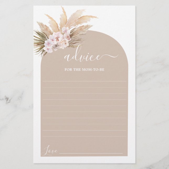 Bohemian Pampas Grass Advice for Mamma to be card (Framsida)