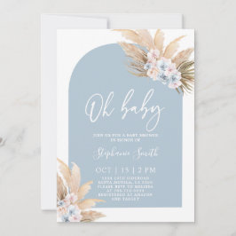 Bohemian Pampas Grass Baby Shower Boy-inbjudan Inbjudningar