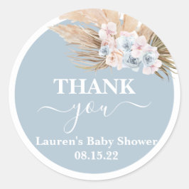 Bohemian Pampas Grass Baby Shower Round Sticker Runt Klistermärke