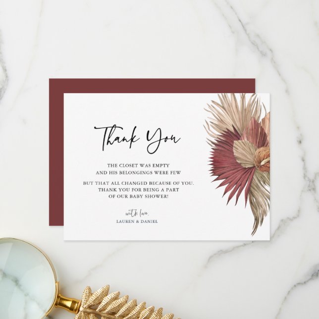 Bohemian Pampas Grass Baby Shower Tack (Fram/Back In Situ)