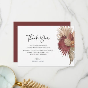 Bohemian Pampas Grass Baby Shower Tack Kort