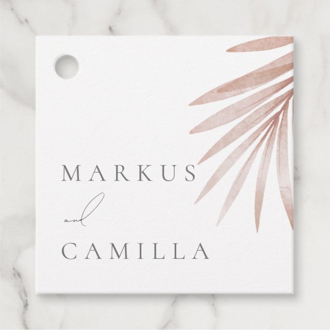 Bohemian Pampas Grass Bröllop Gåvor Etiketter (Framsida)