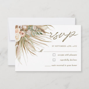 Bohemian Pampas Grass Earthy Tone Blommigt Bröllop OSA Kort