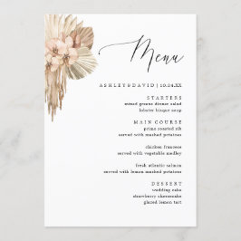 Bohemian Pampas Grass Fall Wedding Menu Meny
