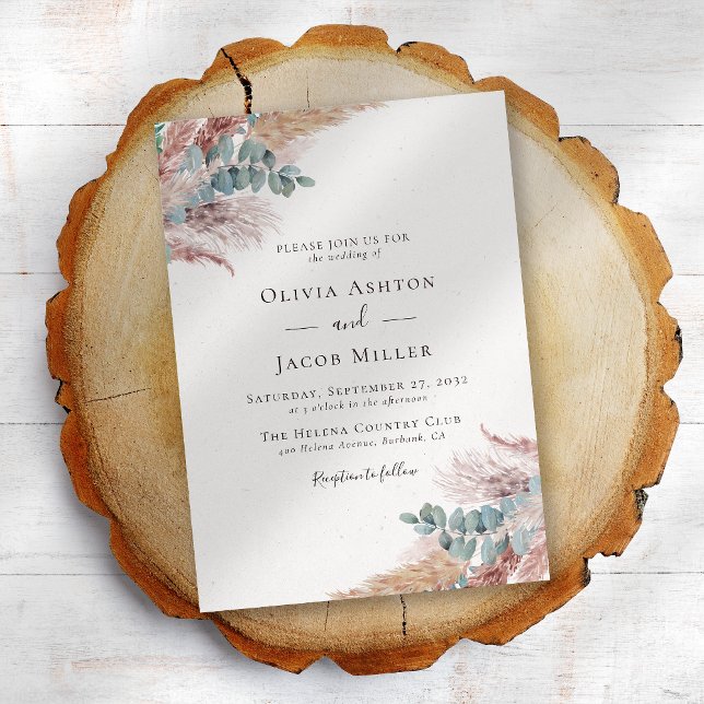 Bohemian Pampas Grass Natural Bröllop Inbjudningar (Skapare uppladdad)