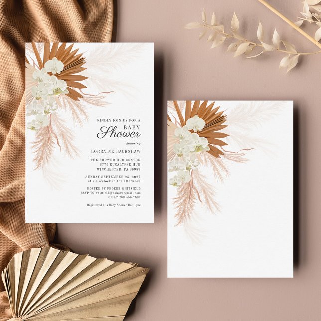 Bohemian Pampas Grass Terracotta Tan Baby Shower Inbjudningar (Skapare uppladdad)