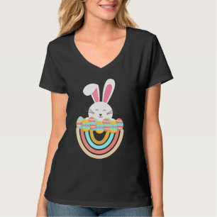Bohemian Påsk Rainbow Eggs och Bunny Lycklig Easte T Shirt