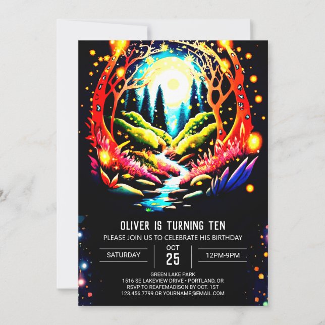 Bohemian Pastel Fireflies Birthday Inbjudningar (Framsida)