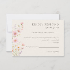 Bohemian Pastel Pink Wildflowers Wedding OSA Kort