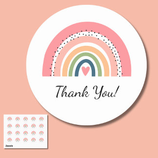 Bohemian Pastel Rainbow med Heart Tack Runt Klistermärke