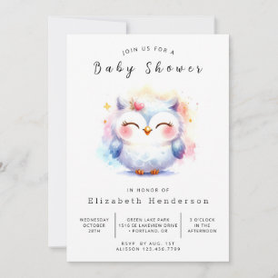 Bohemian Pastel Uggla Baby Shower Inbjudningar