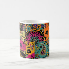 Bohemian Patchwork Mandala och Paisley Mönster Kaffemugg