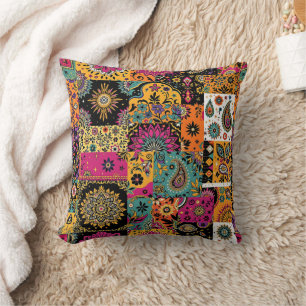 Bohemian Patchwork Mandala och Paisley Mönster Kudde