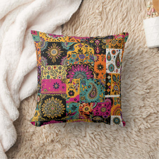 Bohemian Patchwork Mandala och Paisley Mönster Kudde