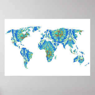 Bohemian Patterned World Map Traveler Poster