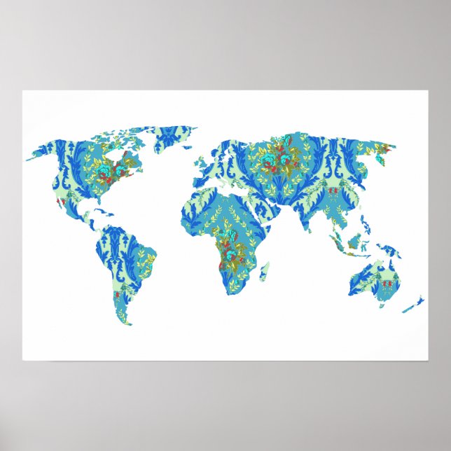 Bohemian Patterned World Map | Traveler | Poster (Framsidan)