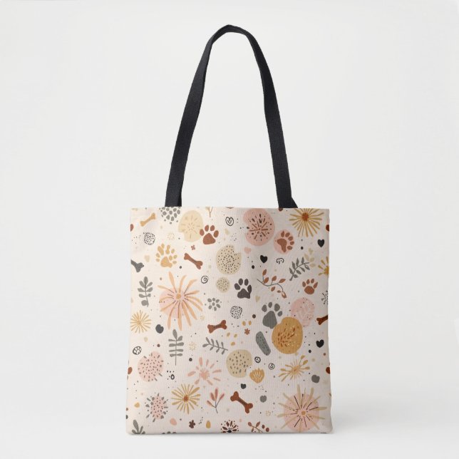 Bohemian Pet Carrier Tote | Terracotta Paw Prints Tygkasse (Framsida)