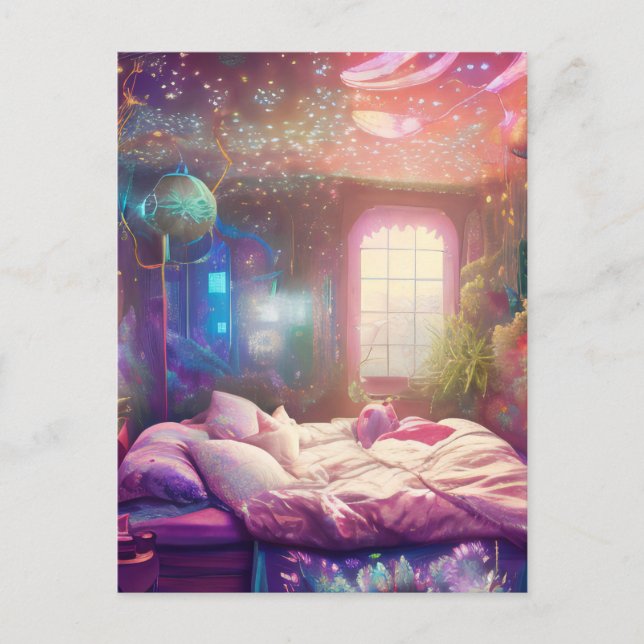 Bohemian Plant Älskare Bedroom vykort (Framsida)