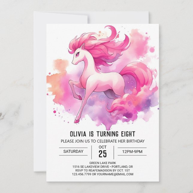 Bohemian Printable Horse Birthday Inbjudningar (Framsida)