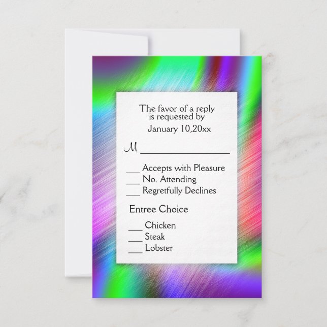Bohemian Rainbow RSVP med måltider OSA Kort (Framsida)