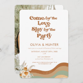 Bohemian Retro Photo Avslappnad Bröllop Inbjudningar