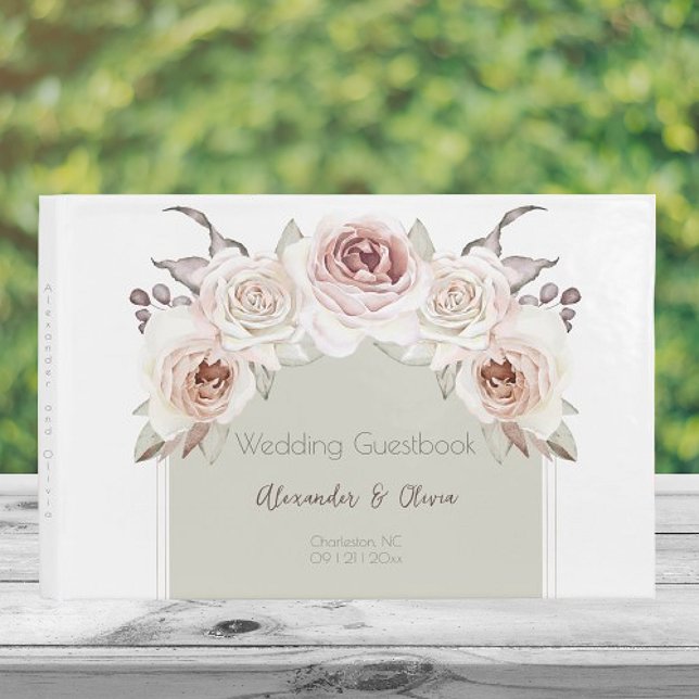 Bohemian Ro Arch Bröllop Gästböcker (Bohemian Rose Arch Wedding Guest Book)