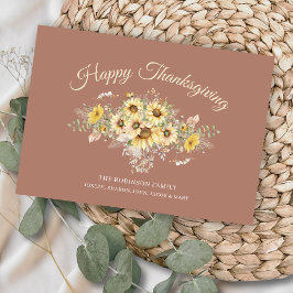 Bohemian Ro Blommigt Solblommor Happy thanksgiving Julkort