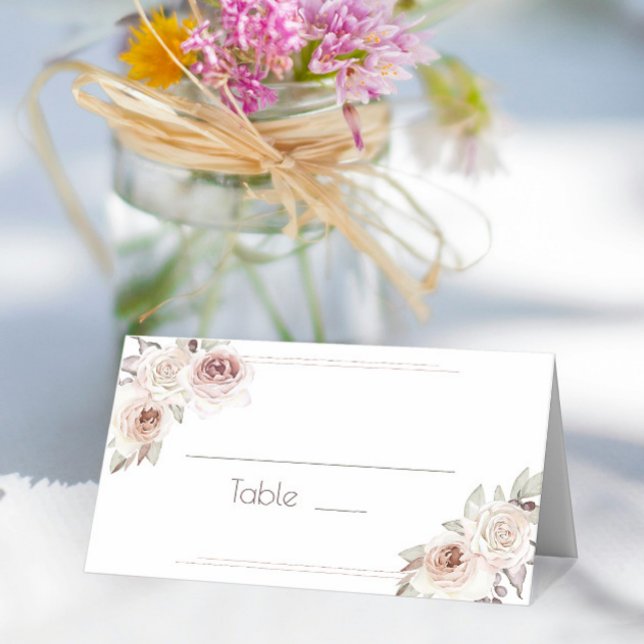 Bohemian Ro Bröllop Placeringskort (Bohemian Rose Wedding Place Card)