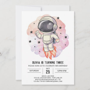 Bohemian Rocket Odyssey Astronaut Birthday Inbjudningar