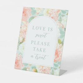Bohemian Rosa Mint Peony Flower Bröllop Treat Sign