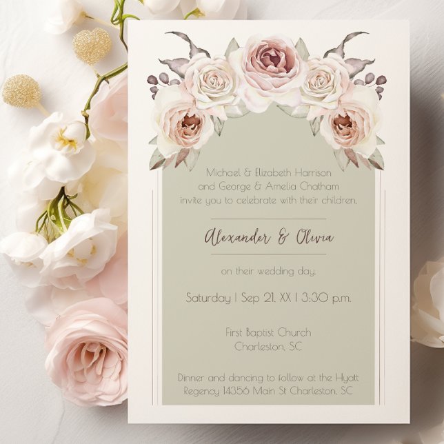 Bohemian Rose Arch Bröllop Inbjudningar (Bohemian Rose Arch Wedding Invitation)