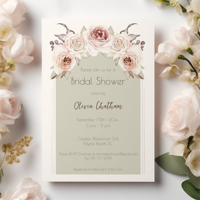 Bohemian Roses Båge Bröllopsdusch Inbjudningar (Bohemian Rose Arch Bridal Shower Invitation)