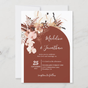 Bohemian Rustic Blommigt Arch Photo Bröllop Inbjudningar
