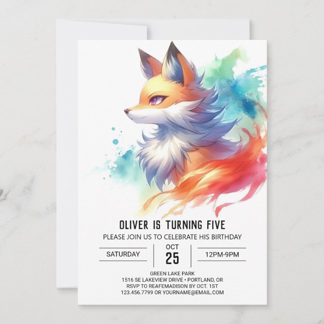 Bohemian Rustic Fox Birthday Inbjudningar (Framsida)