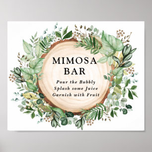 Bohemian Rustic Leafy Greenery Mimosa Pub Bröllop Poster