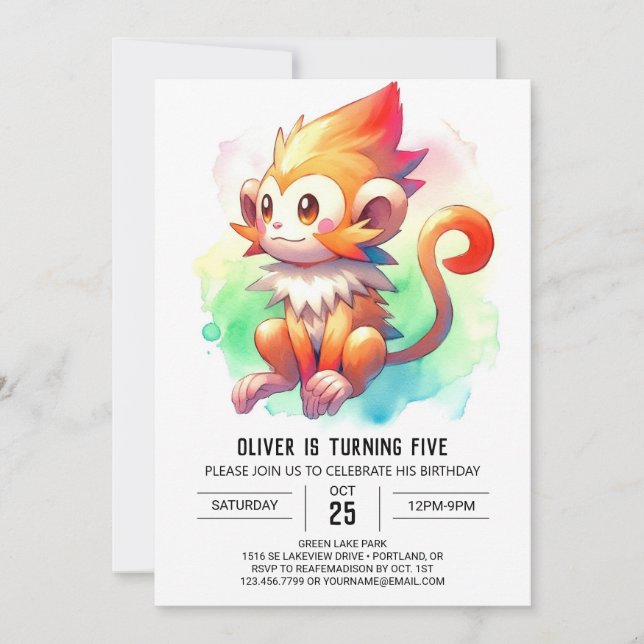 Bohemian Rustic Monkey Birthday Inbjudningar (Framsida)