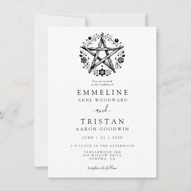Bohemian Rustic Nature Pagan Wicca Bröllop Inbjudningar (Framsida)