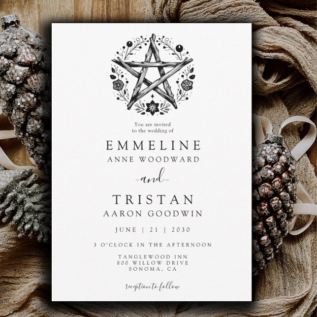 Bohemian Rustic Nature Pagan Wicca Bröllop Inbjudningar (Skapare uppladdad)