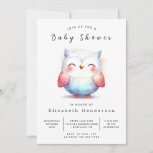 Bohemian Rustic Uggla Baby Shower Inbjudningar