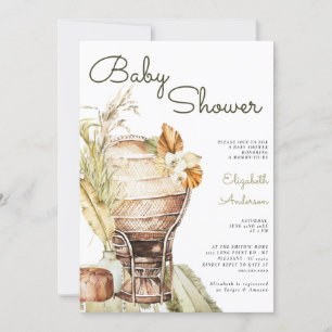 Bohemian Safari Grönt Pampas Boho Baby Shower Inbjudningar