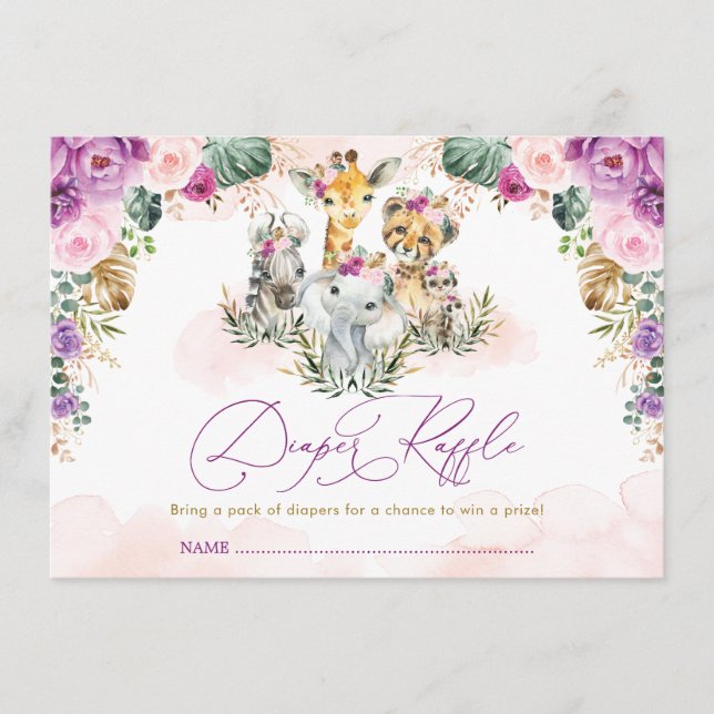 Bohemian Safari Jungle Baby Shower Diaper Raffle Tilläggskort (Framsida)