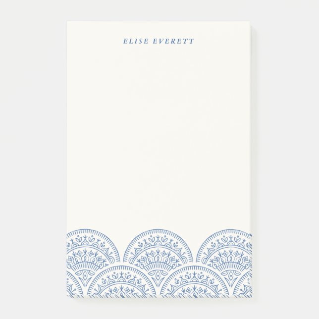 Bohemian Scallops Anpassningsbar Post-it - Cobalt Block (Framsida)