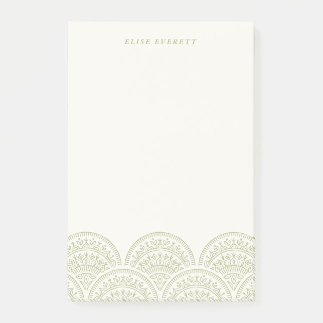 Bohemian Scallops Anpassningsbar Post-it - Moss (Framsida)