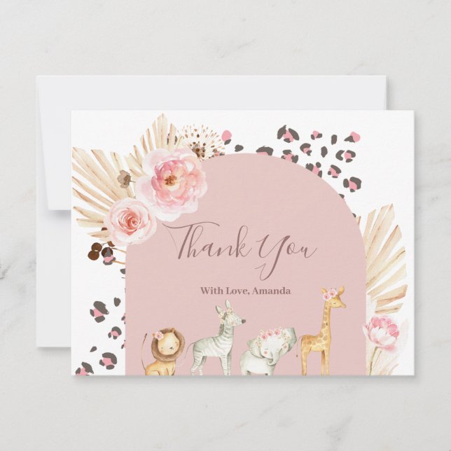 Bohemian skogs djur Tacksamhetskort Tack Kort (Framsida)