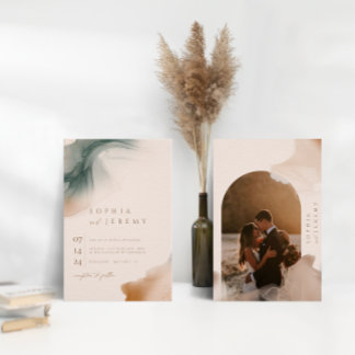Bohemian Soft Natural Pastel Photo Arch Bröllop Inbjudningar