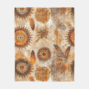 Bohemian Solros Mandala Fleecefilt